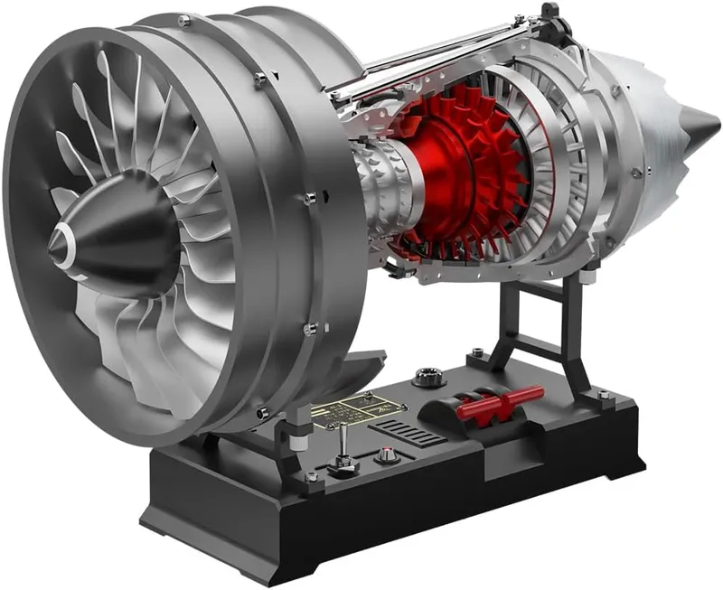 MechPuConToy Full Metal Mechanical Dual-Spool Aircraft Jet Engine Model